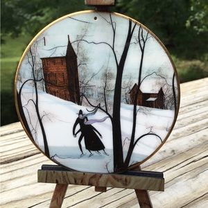 Lovely painting of a couple skating….signed and dated